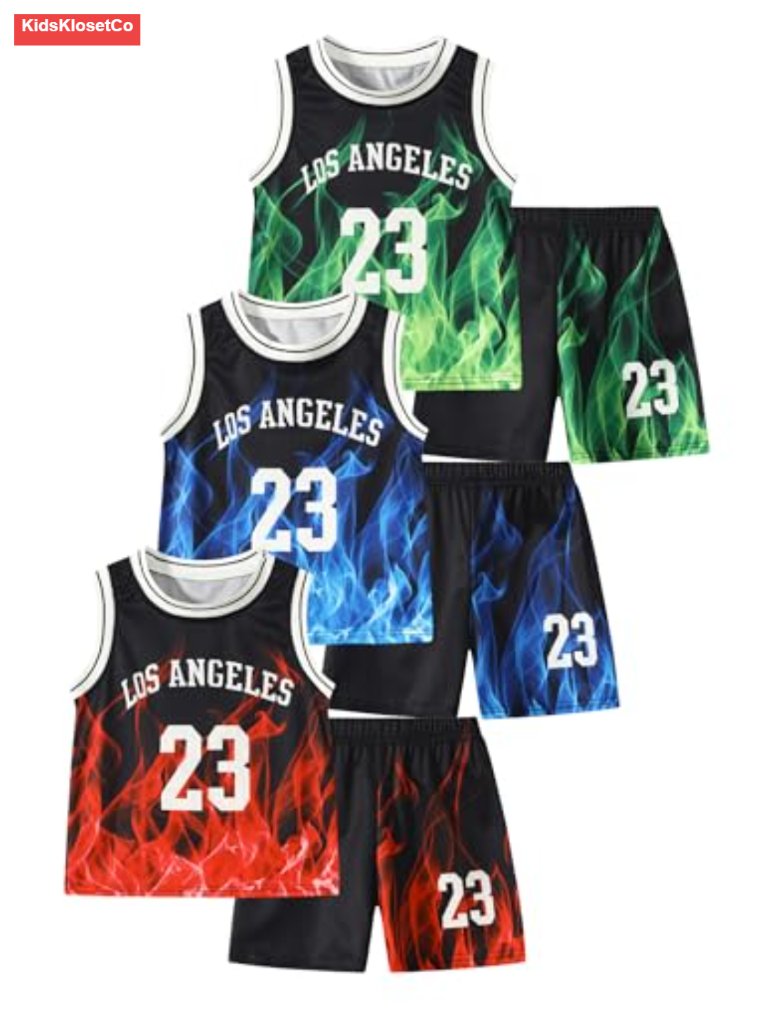 2 Or 6 Piece Kids Boys Basketball Jersey Set Letters Print Tank Top And Shorts
